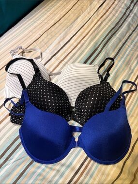 Women’s Push-Up Bra Set - Blue, Black & White Size M